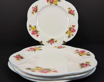 Superb Set of 4 Vintage Shelley Fine Bone China Dinner Plates 11”