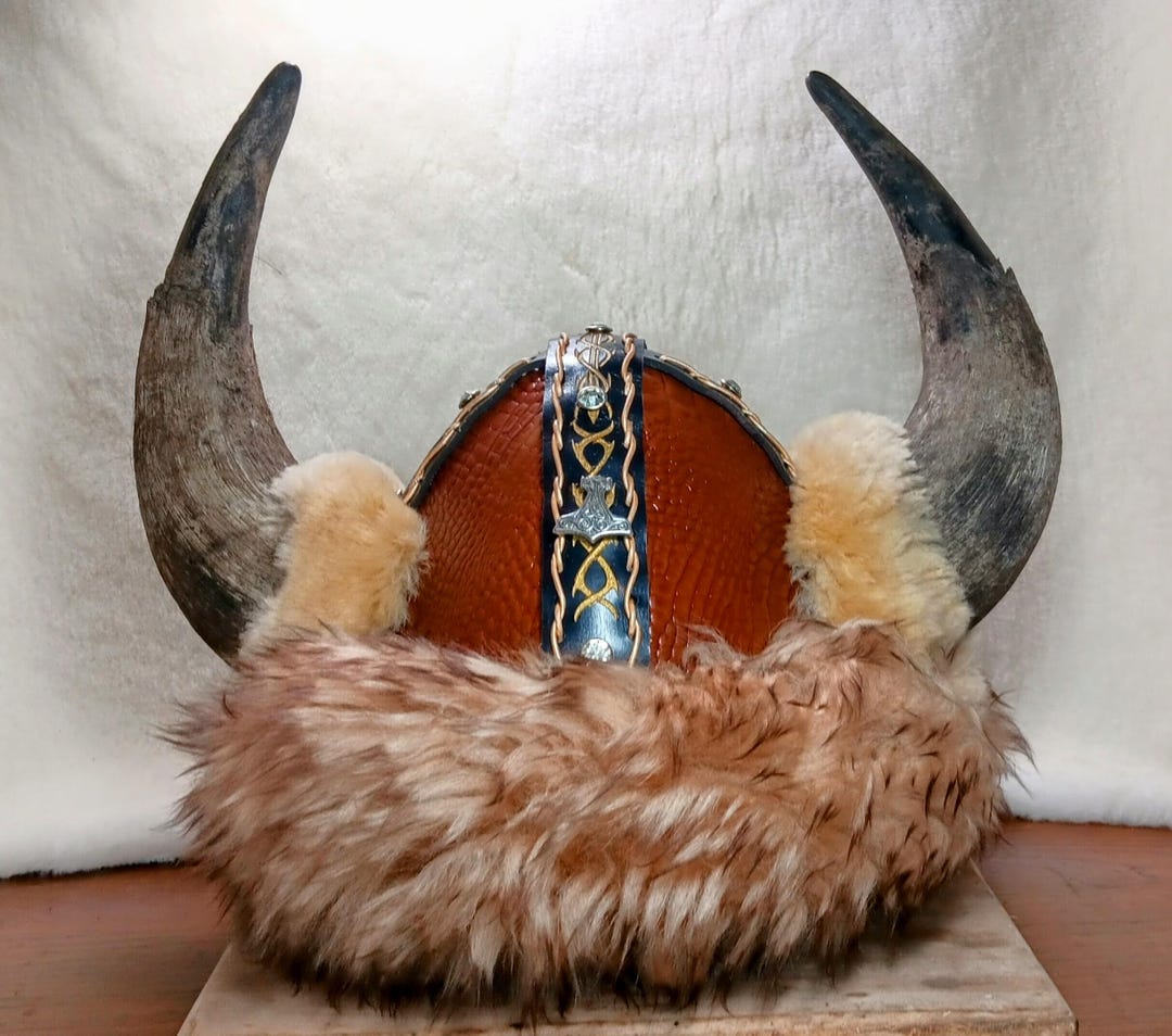 Viking Horned Novelty Festival Helmet with Goggles - Brown & Black main image 1