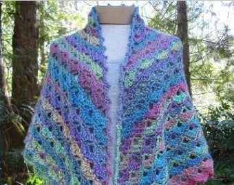 Showy Shells Shawl - PW-108 - Crochet Pattern PDF