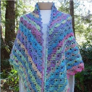 Showy Shells Shawl - PW-108 - Crochet Pattern PDF