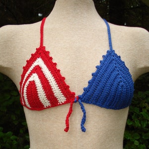 Red, White and Blue Bra Top - PR-103 - Crochet Pattern PDF