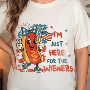 Lustig 4. Juli ich bin hier für Wiener, Amerika USA Png, Amerika 4. Juli Hotdog Png, Hotdog Png, Girly 4. Juli Wiener Shirt Design Digital