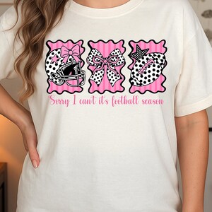 Sorry I Can't It's Football Season PNG, Football Season Png, Checkered Bow Helmet PNG, Coquette Preppy polka dots,Game Day png,Fall Football
