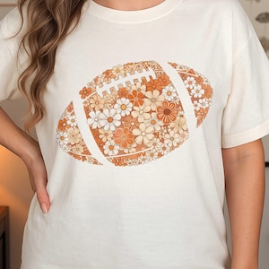 Floral Football Png, Retro Football Png, Touchdown Season Png, Boho Floral Png, Fall Football Shirt, Game Day Png, Fall Autumn, Football mom