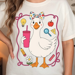 Coquette Silly Goose Teacher Png, Design de sublimação de professor floral formal, De volta às aulas Png, Último dia de aula, Professora feminina retrô png