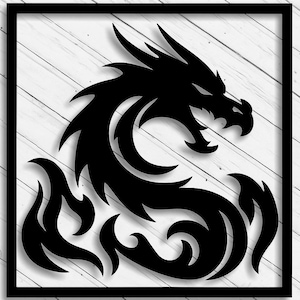 Dragon SVG for Laser Cutting - Tribal Dragon Vector File for CNC, Glowforge, Cricut, Silhouette