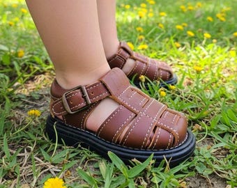 Handcrafted, embroidered leather Mexican sandals for newborn boy and up.
