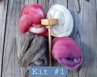Beginner Wool Spinning Kit: American Wools, Drop Spindle, Instructions