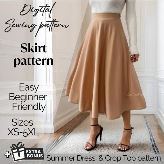 Natural Waist A-line Skirt Long Skirt Below Knee Midi Skirt