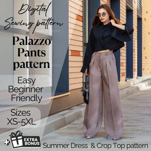 Womens Palazzo Pants Pattern - Elegant Wide Leg Sewing Tutorial | Pants Pattern | Women Sewing Pattern | Wide Leg Pants Pattern