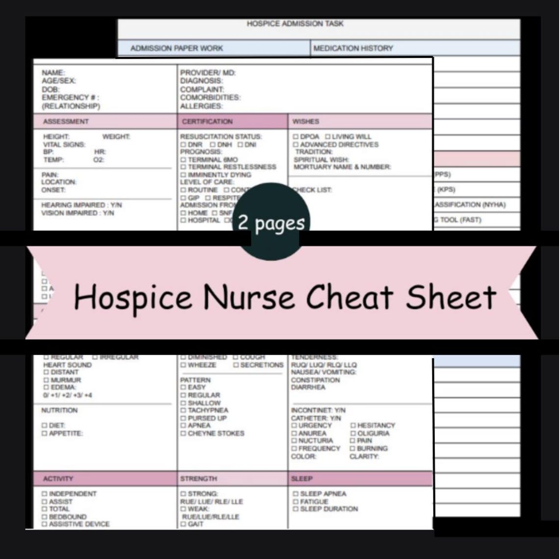 Hospice Nurse Report Sheet, Hospice RN Visit Paper, Home Health Nurse ...