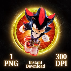 Shadow The Hedgehog PNG, Sonic The Hedgehog 3, PNG Schatten, Sonic Shirt, hohe Qualität, Cricut, Cake Topper, transparent, digitale Datei, Drucke