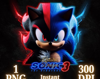 Sonic The Hedgehog 3 PNG,Sonic 3 PNG,Sonic 3 Movie Shirt,High Quality,Cricut,Sonic 3 Shadow,Cake Topper,Transparent,digital file,Sonic 3 Png