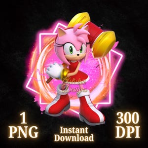Sonic The Hedgehog PNG, Sonic 3 PNG, Amy Rose png, Amy Shirt, High Quality, Cricut, Cake Topper, Transparent, digital file, Sonic Amy Rose