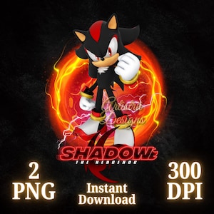Shadow The Hedgehog PNG, Sonic The Hedgehog 3, Shadow PNG, Sonic Shirt, High Quality, Cricut, Cake Topper, Transparent, Digital File, Prints