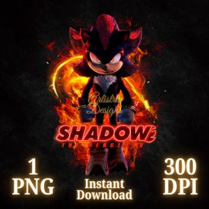 Shadow The Hedgehog PNG, Sonic The Hedgehog 3, PNG Schatten, Sonic Shirt, hohe Qualität, Cricut, Cake Topper, transparent, digitale Datei, Drucke