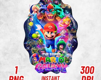 Super Mario Galaxy Movie PNG, Mario Galaxy PNG, Super Mario Shirt, High Quality, Cricut, Cake Topper, Instant Download, Transparent, Galaxy