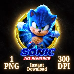 Sonic the Hedgehog 3 PNG, Sonic Shirt, transparentes Sonic Bild, Sonic 3 Film, hohe Qualität, Cricut, Cake Topper, Instant Download, Sonic 3