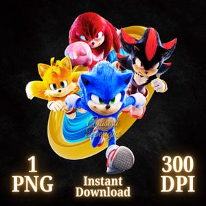 Sonic The Hedgehog PNG, Sonic 3 PNG, Sonic T-Shirt, Hohe Qualität, Cricut, Sonic, Knuckles PNG, Tails, Cake Topper, Transparent, Digitale Datei
