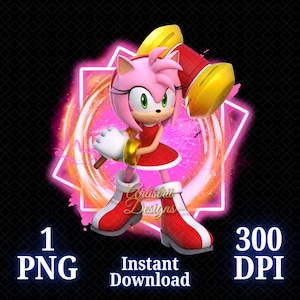 Sonic The Hedgehog PNG, Sonic 3 PNG, Amy Rose png, Amy Shirt, High Quality, Cricut, Cake Topper, Transparent, digital file, Sonic Amy Rose