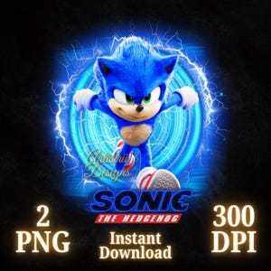 Sonic 3 Film, Sonic the Hedgehog 3 PNG, Sonic Shirt, Sonic transparentes Bild, hohe Qualität, Cricut, Cake Topper, Instant Download, dtf