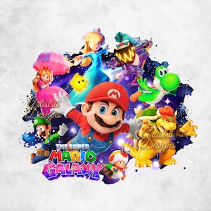 Super Mario Galaxy-filmen PNG, Mario Galaxy PNG-paket, Super Mario-tröja, hög kvalitet, Cricut, tårtdekoration, direktnedladdning, transparent bild 3