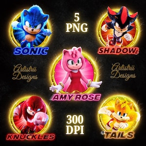 Sonic The Hedgehog 3 PNG Bundle, Sonic 3 Movie PNG, Knuckles, Tails, Shadow, AmyRose, High Quality, Instant Download, Transparent, Sonic PNG
