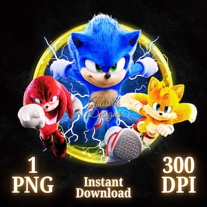 Sonic The Hedgehog PNG, Sonic 3 PNG, Sonic T-Shirt, Hohe Qualität, Cricut, Sonic, Knuckles PNG, Tails, Cake Topper, Transparent, Digitale Datei