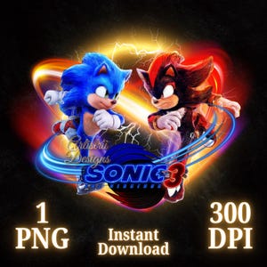 Sonic The Hedgehog 3 PNG, Sonic 3 PNG, Sonic 3 Movie Shirt, hohe Qualität, Cricut, Sonic 3 Schatten, Cake Topper, Transparent, digitale Datei, Sonic 3 Png