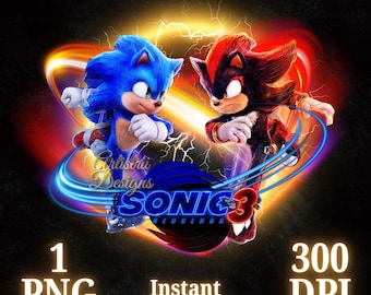 Sonic The Hedgehog 3 PNG,Sonic 3 PNG,Sonic 3 Movie Shirt,High Quality,Cricut,Sonic 3 Shadow,Cake Topper,Transparent,digital file,Sonic 3 Png
