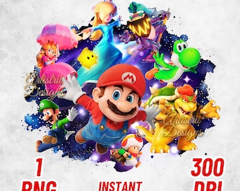 Super Mario Galaxy Movie PNG, Mario Galaxy PNG, Super Mario Shirt, High Quality, Cricut, Cake Topper, Instant Download, Transparent, Galaxy