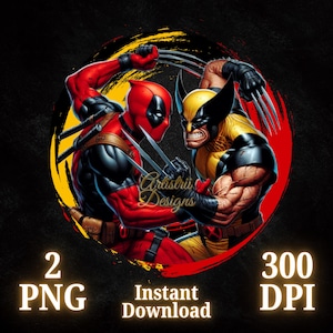 Deadpool and Wolverine png, T Shirt Sublimation, Digital File, Instant Download, Sticker, Printable, Transparent, Deadpool png,Wolverine png