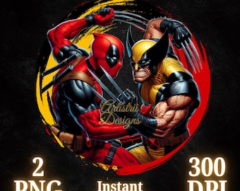 Deadpool y Wolverine png, sublimación de camisetas, archivo digital, descarga instantánea, pegatina, imprimible, transparente, Deadpool png, Wolverine png