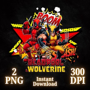 Deadpool and Wolverine png, T Shirt Sublimation, Digital File, Instant Download, Cricut Sticker, Printable , Transparent Image, Deadpool png