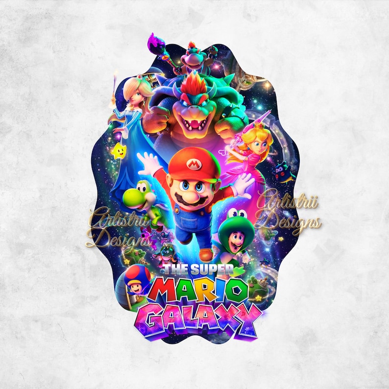 Super Mario Galaxy-filmen PNG, Mario Galaxy PNG-paket, Super Mario-tröja, hög kvalitet, Cricut, tårtdekoration, direktnedladdning, transparent bild 2