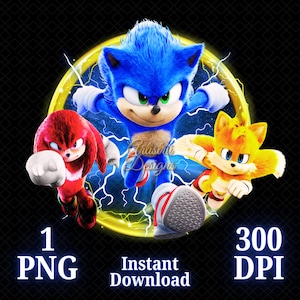 Sonic The Hedgehog PNG, Sonic 3 PNG, T-shirt Sonic, Alta qualità, Cricut, Sonic, Knuckles png, Tails, Decorazione per torta, Trasparente, File digitale