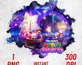 Super Mario Galaxy Movie PNG, Mario Galaxy PNG, Super Mario Shirt, High Quality, Cricut, Cake Topper, Instant Download, Transparent, Galaxy