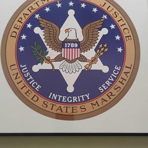 Decorative Art Image: Framed Print Of US Marshall Seal, 15"×15", w/ hanging string