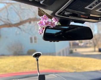 DIY Car Accessories Cute Flower Car Charm, Crochet Rear View Mirror Decor, Floral Dashboard Decoration, Summer Blossom
