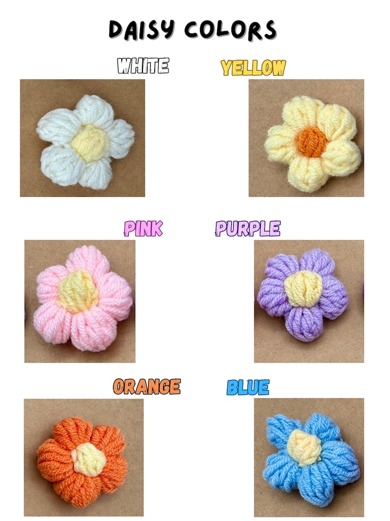 crochet Daisy flowers car accessories color options