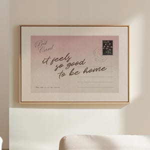 It Feels So Good to Be Home Wall Art, Homebody Prints, Aesthetic Apartment Decor, Retro Typography Print, Retro Postcard Wall Art