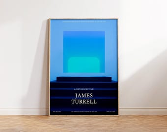 James Turrell Print - Blue Stairs Poster - Contemporary Modern Wall Art - Space-Themed Blue Wall Art for Living Room and Office Decor - Gift