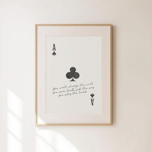Playing Card Print, Ace Cards Wall Art, Positive Quotes Art, Preppy Wall Decor, Trendy Apartment Decor, Aesthetic Decor, Minimalist Print