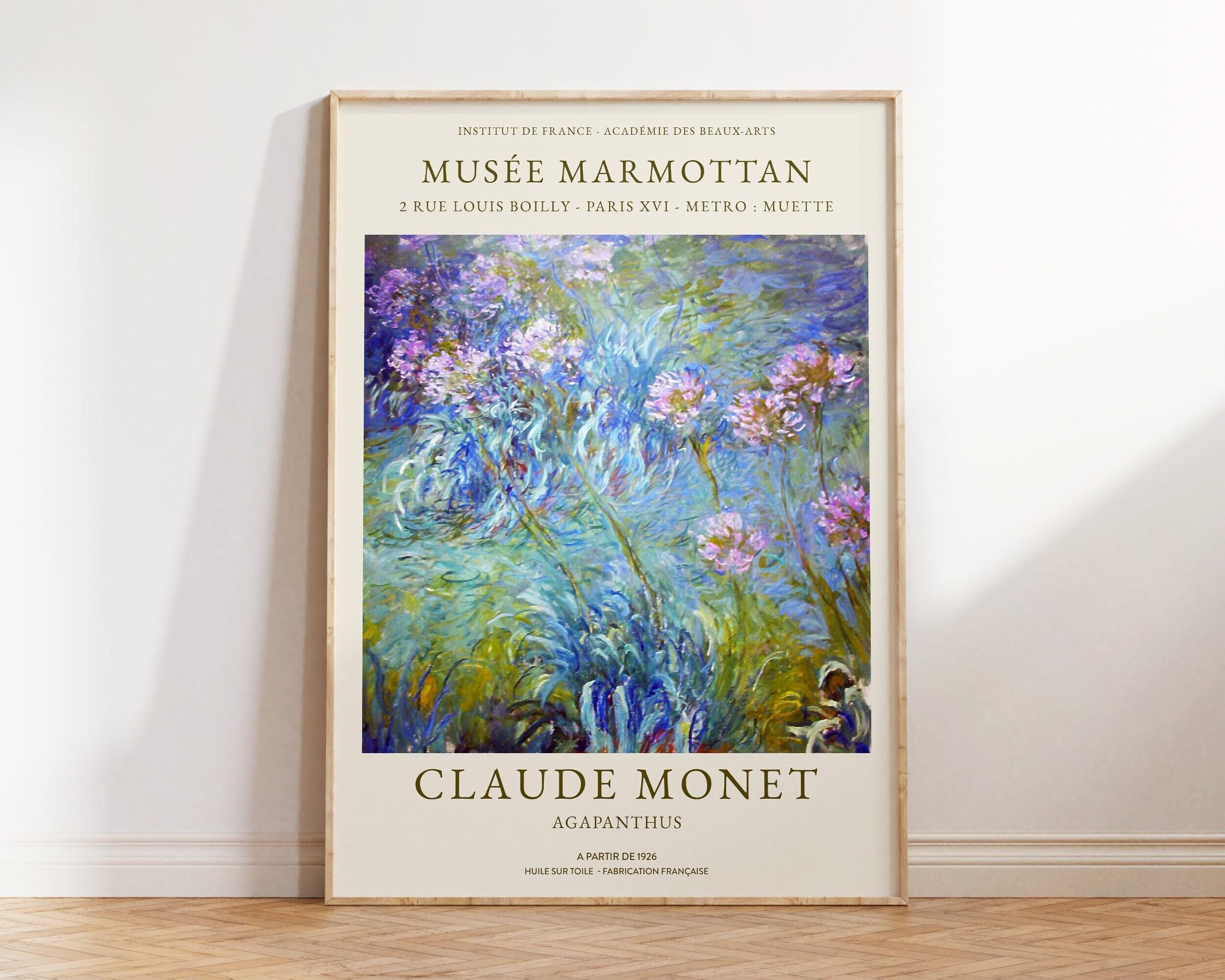 Claude Monet Print - Agapanthus Botanical Painting - Large Vintage Wall Decor - Purple Flower Wall Art for Living Room and Office Wall Gifts