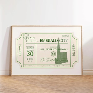 Wicked Poster, Emerald City Train Ticket Wicked Print, Wicked Wall Art, Wicked Merch, Glinda Elphaba Wicked Gifts, Wizard of Oz, Broadway