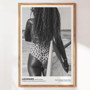 Beach Leopard Print - Leopard Pattern Animal Wall Art - Black Retro Art - Modern Preppy Decor for Bedroom or Apartment - Perfect Modern Gift