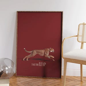 Take the Leap – Red Leopard Fashion Poster Inspired by Cartier, Trendy Wall Art Perfect for Fashion Lovers & Stylish Room Decor