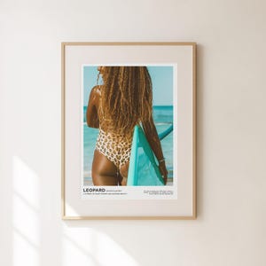 Beach Leopard Print - Animal Pattern Wall Art - Surfer Retro Art - Modern Preppy Decor for Bedroom or Apartment - Perfect Modern Gift