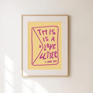 Love Letter Wall Art - Trendy Valentine’s Day Decor - Romantic Gift for Couples - Heart Print - I Love You Valentine Gallery Art
