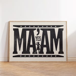 Yes Ma'am, Southwestern Print, Western Home Decor, Black and White Wall Art, Funny Bar Cart Print, Retro Cowboy Wall Art, Cowboy Party